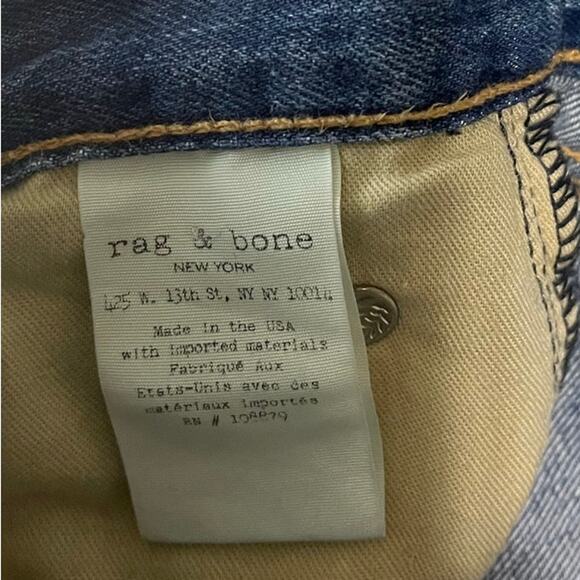 Rag & Bone Cropped Jeans Studded Grommet Straight Leg Eyelet Raw Hem Denim Sz 26 - Picture 5 of 11
